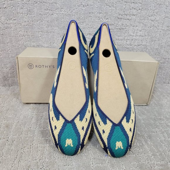 Rothy’s The Flats Moroccan Blue Slip On Ballet Shoes Women's Size US 8, 9.5 - Picture 2 of 9